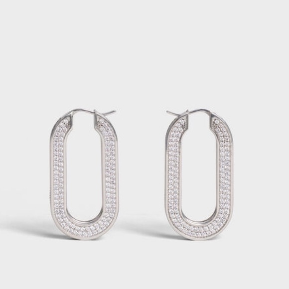 Celine Edwige Crystal Rhodium Hoops - Picture 8 of 8